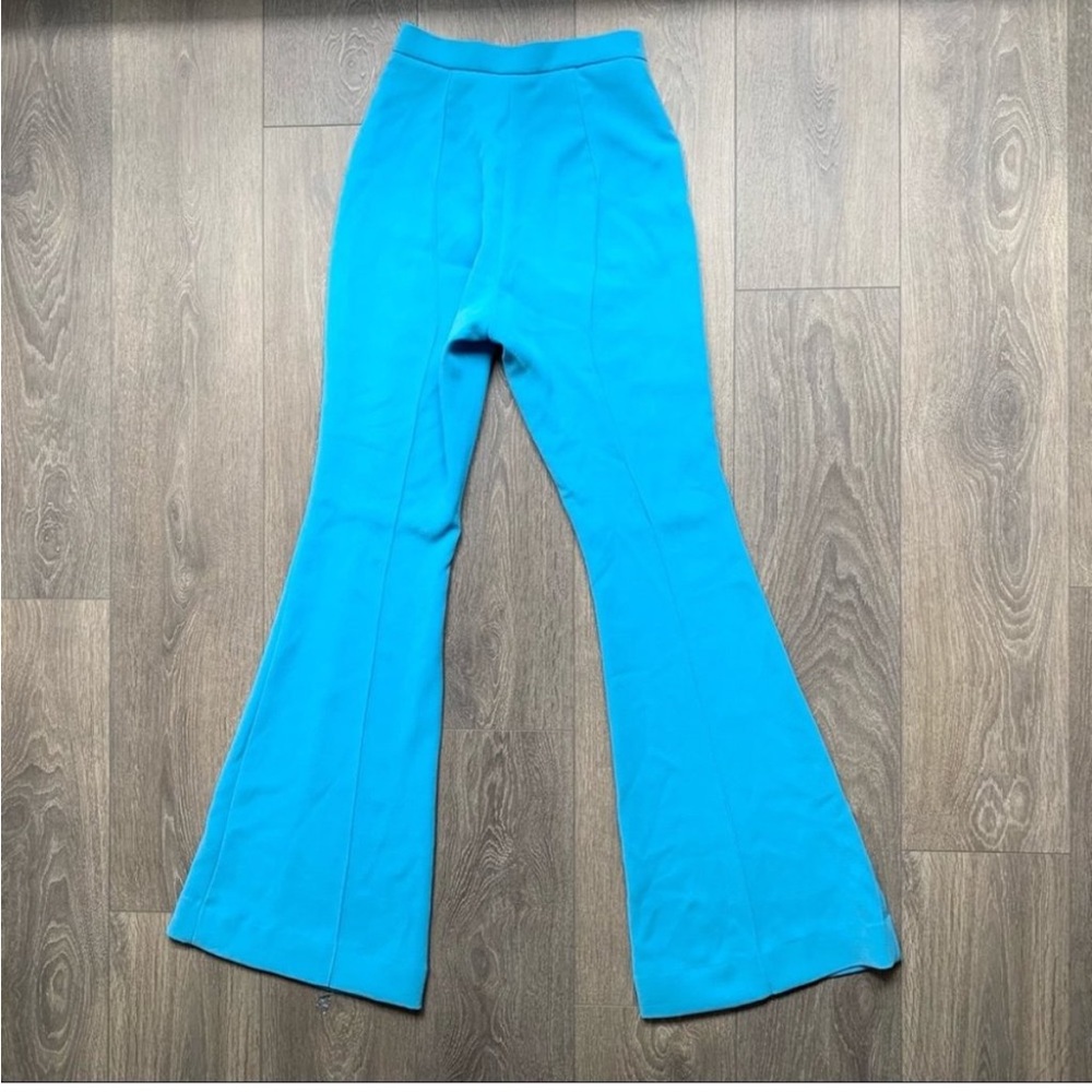 House of CB Erika Crepe Flared Trousers Blue Size XS